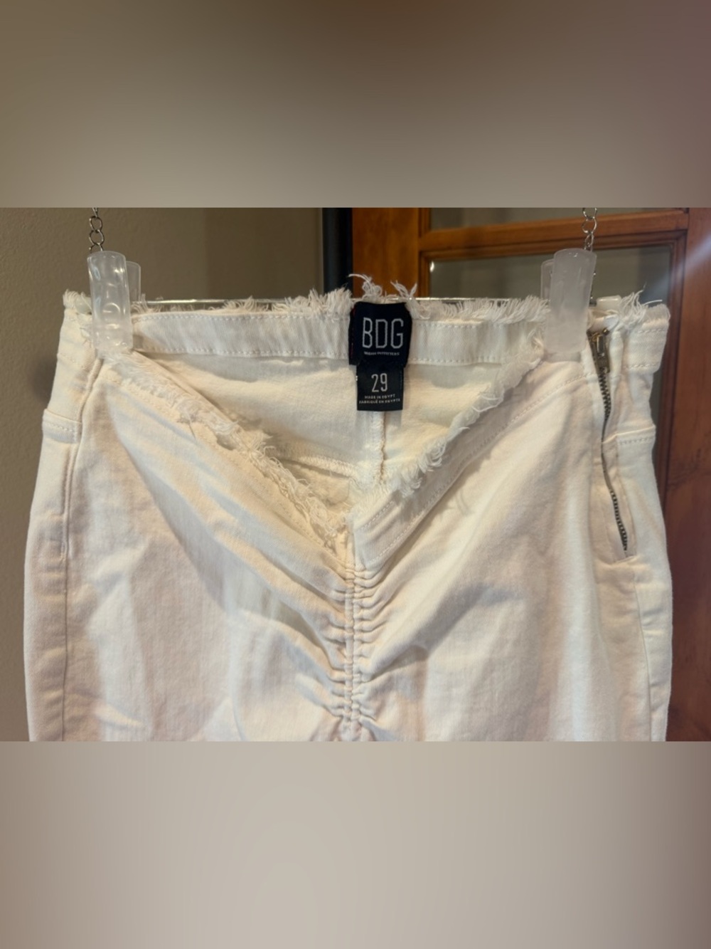 BDG Urban Outfitters White Flare Jeans Size 29 Raw Hem High Rise Y2K Boho - Picture 4 of 12